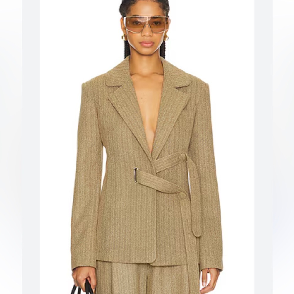 Wynn Hamlin Lisa Blazer in Khaki Herringbone Size 2 NWT